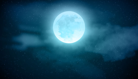 蓝色月亮的夜景矢量素材(EPS/AI)