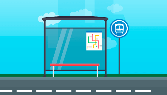 空旷的公交车站矢量素材(EPS/AI)
