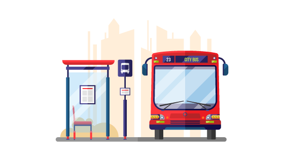 城市公交和公交站台矢量素材(EPS/AI/PNG)