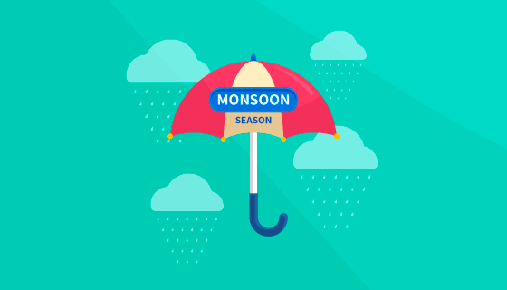 雨季和雨伞背景矢量素材(EPS/AI)