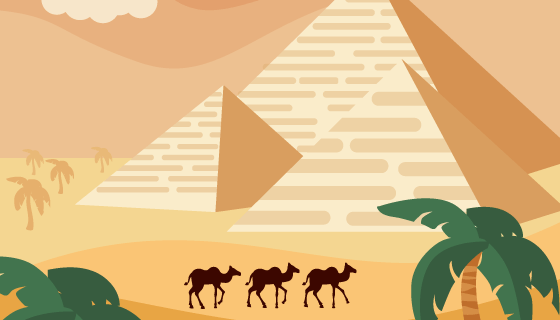 埃及沙漠金字塔景观矢量素材(EPS/AI)