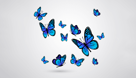 逼真漂亮的蓝色蝴蝶矢量素材(EPS/AI/PNG)