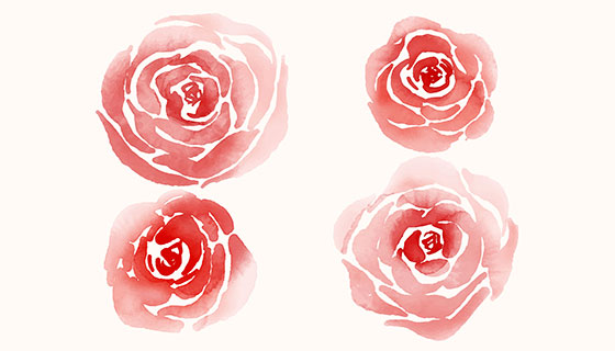 红色水彩玫瑰矢量素材(EPS/AI)