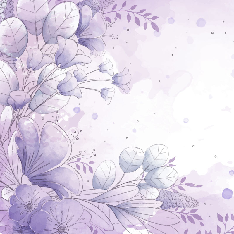 紫色水彩花卉背景矢量素材(AI/EPS)