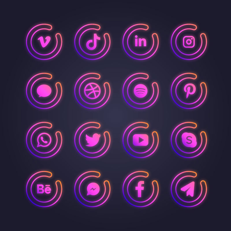 紫色渐变社交媒体图标矢量素材(AI/EPS/免扣PNG)