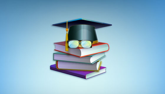 图书和学位帽矢量素材(EPS/AI)
