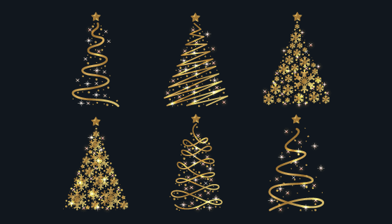 抽象的金色圣诞树矢量素材(AI/EPS)