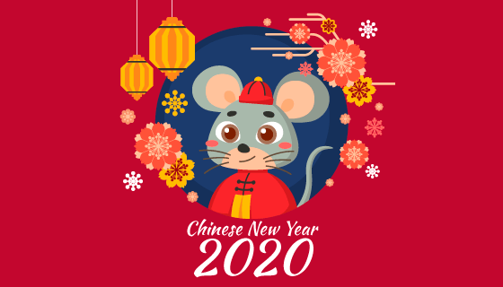 扁平风格2020鼠年矢量素材(AI/EPS/PNG)