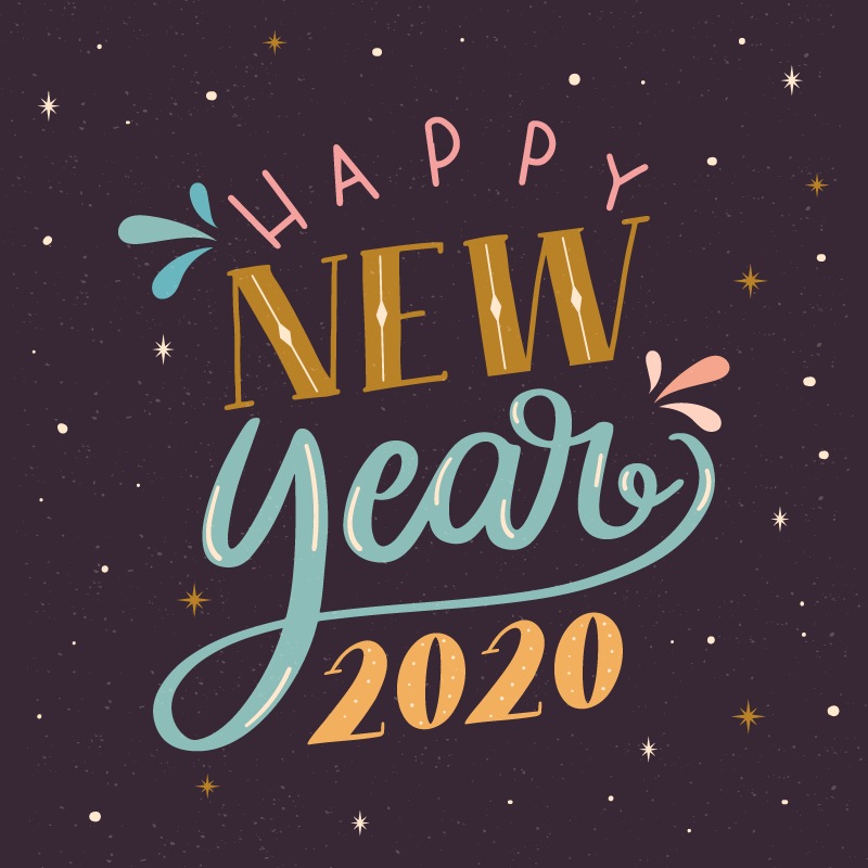 复古的2020 happy new year字体矢量素材(AI/EPS/免扣PNG)