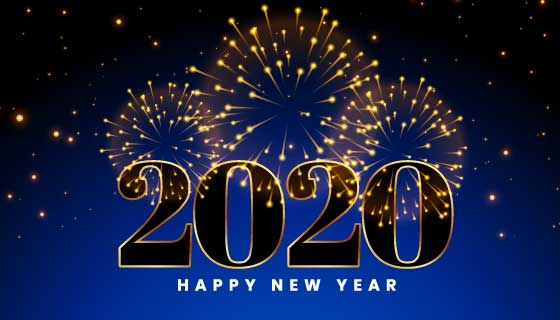 金色烟花2020新年快乐矢量素材(EPS)