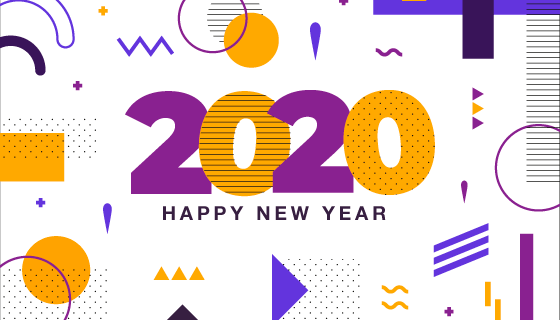 孟斐斯风格2020新年快乐矢量素材(AI/EPS)