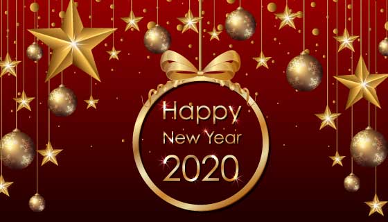 金色装饰2020新年快乐矢量素材(EPS)