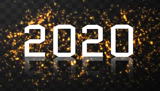 金色粒子2020新年快乐矢量素材(EPS)
