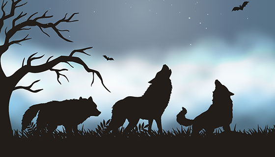 狼和蝙蝠矢量素材(EPS/AI)