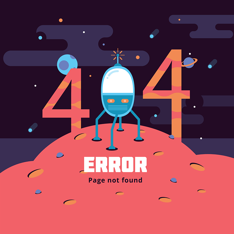 太空设计扁平404错误页面(EPS/AI)
