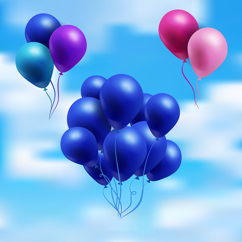 漂浮在天空中的多彩气球矢量素材(EPS/AI)