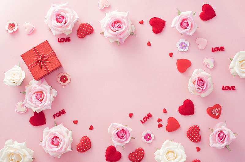 玫瑰花爱心和礼盒设计情人节背景/壁纸素材(JPG)