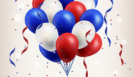 美国独立日逼真气球背景矢量素材(EPS/AI/PNG)