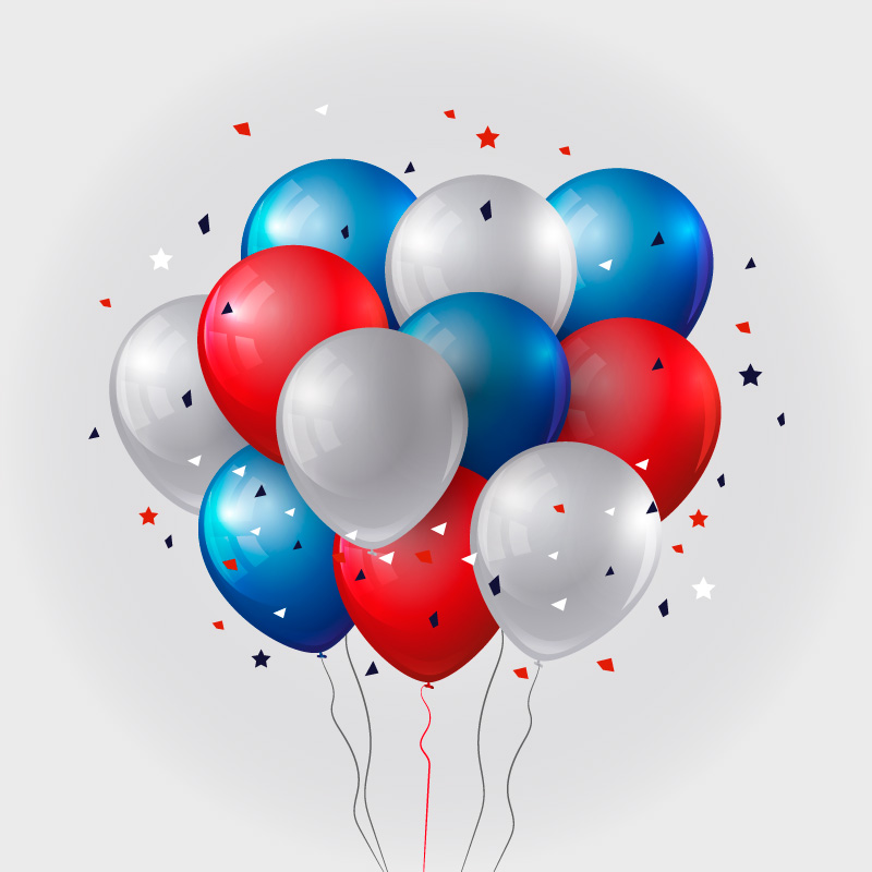 美国独立日逼真气球背景矢量素材(EPS/AI/免扣PNG)