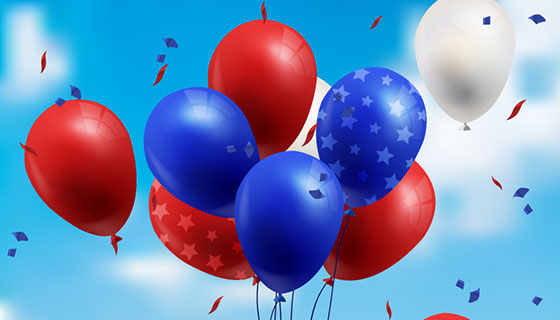 美国独立日逼真气球背景矢量素材(EPS/AI/PNG)