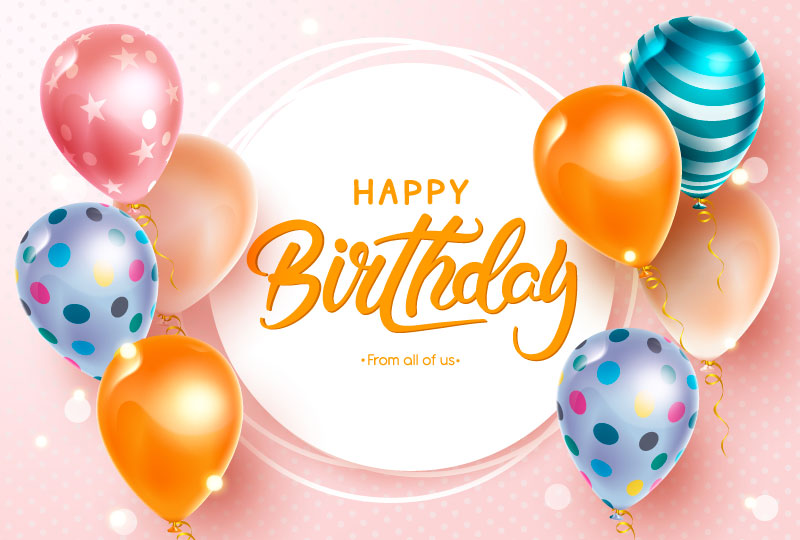 不同纹理的漂亮气球设计生日快乐背景图片矢量素材(EPS)