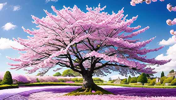 开满樱花的樱花树设计梦幻春天背景图片素材(JPG)