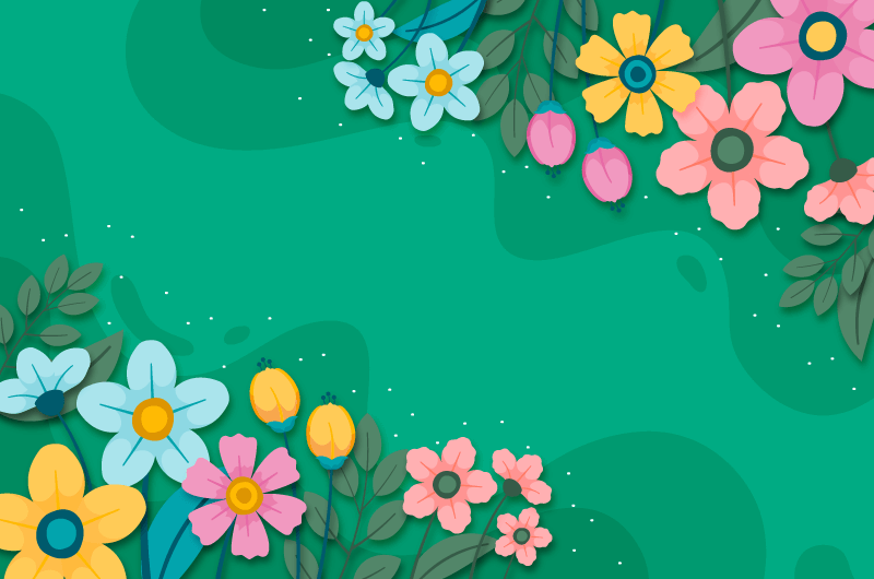 多彩的花朵设计扁平春天背景矢量素材(AI/EPS)