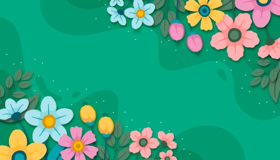 多彩的花朵设计扁平春天背景矢量素材(AI/EPS)