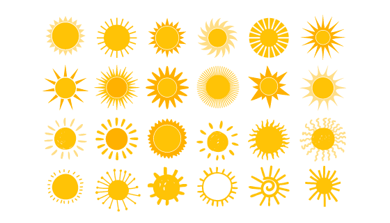 24个不同款式的太阳矢量素材(EPS/PNG)