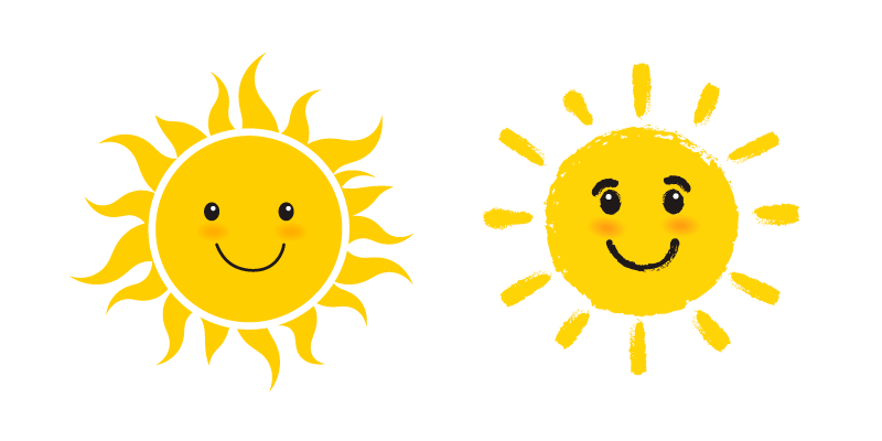 两个微笑的太阳矢量素材(EPS/免扣 PNG)