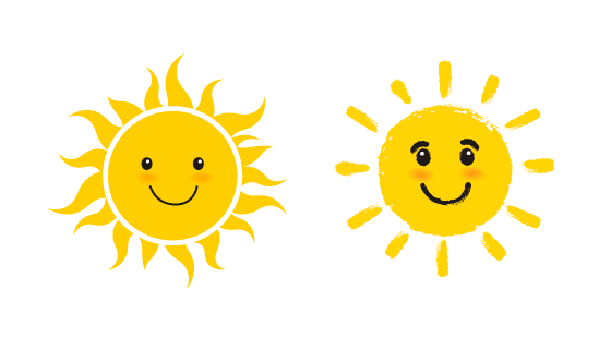 两个微笑的太阳矢量素材(EPS/PNG)