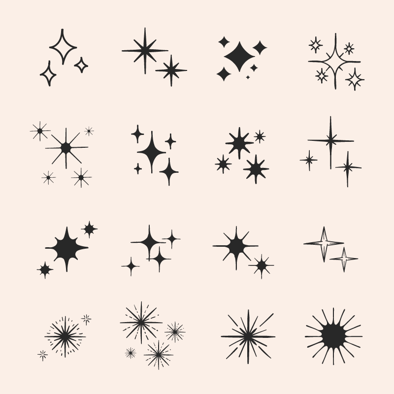12个手绘风格的星星矢量素材(AI/EPS/免扣 PNG)