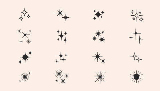 12个手绘风格的星星矢量素材(AI/EPS/PNG)