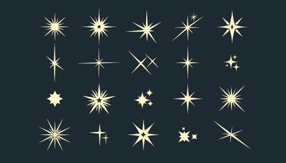 20个扁平风格的闪亮星星矢量素材(AI/EPS/PNG)