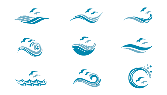 九个简单的大海海洋 logo 矢量素材(EPS/PNG)