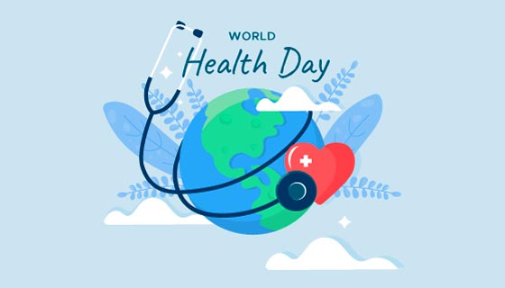 听诊器心脏地球设计世界卫生日矢量素材(AI/EPS)