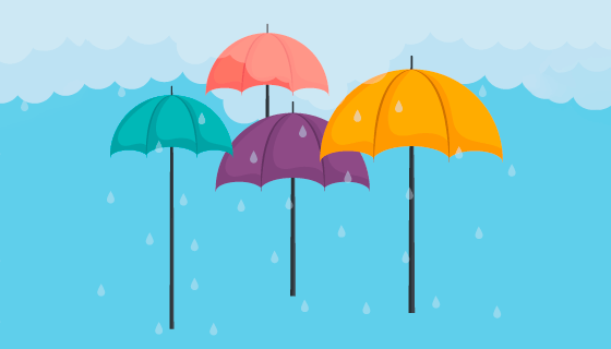 雨中多彩的雨伞设计雨季背景矢量素材(EPS)