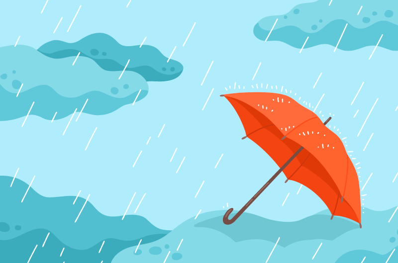 雨中的红雨伞矢量素材(AI/EPS)