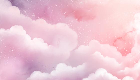 水彩粉色梦幻天空云朵背景矢量素材(AI/EPS)