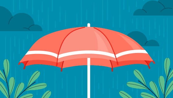 雨中的红雨伞设计雨季背景矢量素材(AI/EPS)