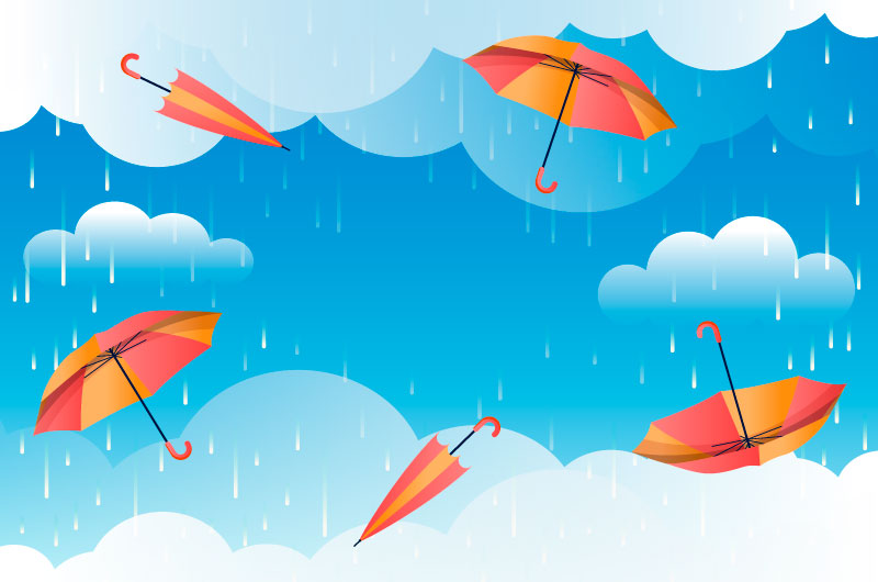 雨中不同角度的雨伞设计雨季背景矢量素材(AI/EPS)