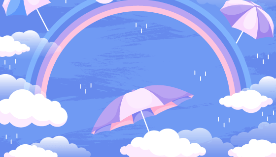 雨后彩虹和雨伞设计雨季背景矢量素材(AI/EPS)