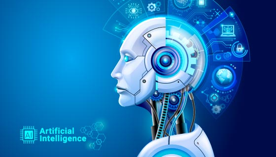 人工智能数字技术机器人全息大脑大数据分析矢量素材(EPS)