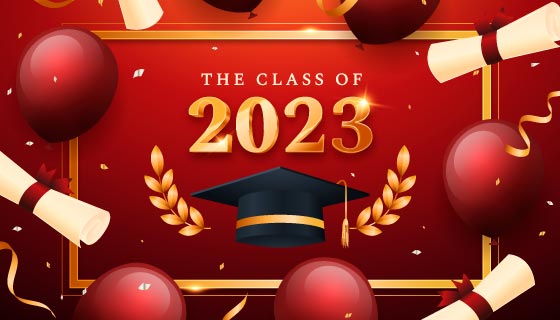 气球学位帽和学位证书设计 2023 毕业背景矢量素材(AI/EPS)