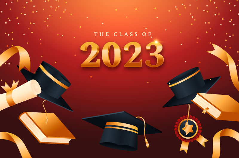 学位帽学位证书和书本设计 2023 毕业背景矢量素材(AI/EPS)
