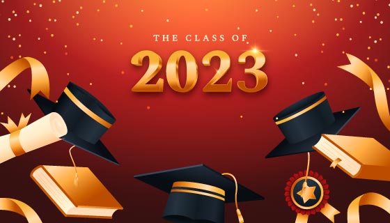 学位帽学位证书和书本设计 2023 毕业背景矢量素材(AI/EPS)