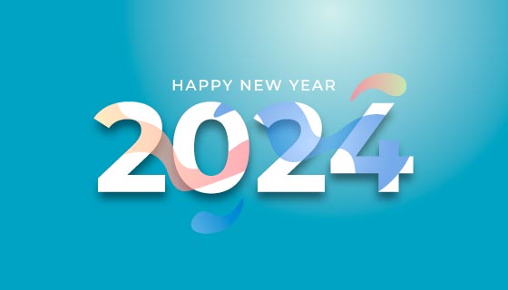 多彩数字2024新年快乐背景矢量素材(EPS)