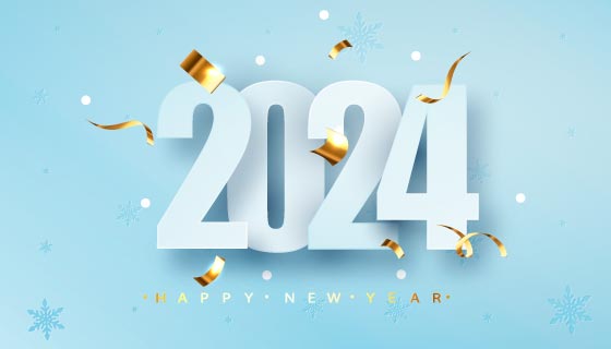 金色锡纸设计2024新年快乐背景矢量素材(EPS)