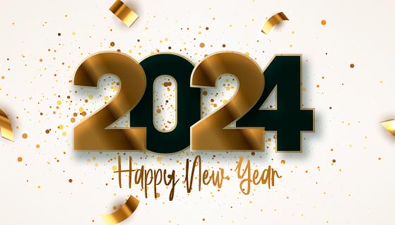 金色锡纸设计2024新年快乐背景矢量素材(EPS)