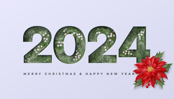 镂空数字设计2024新年快乐背景图矢量素材(EPS)